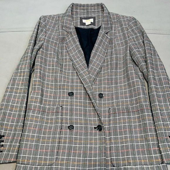 Anthropologie Maeve Lilith Plaid Oversize Gray Academia Double Breast Blazer3921 - Picture 3 of 12